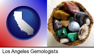 an assortment of polished gemstones in Los Angeles, CA
